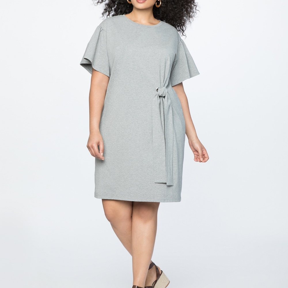 Tie Waist Flared Sleeve Tee Dress